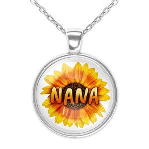 NANA Sunflower Art Glass Pendant Necklace